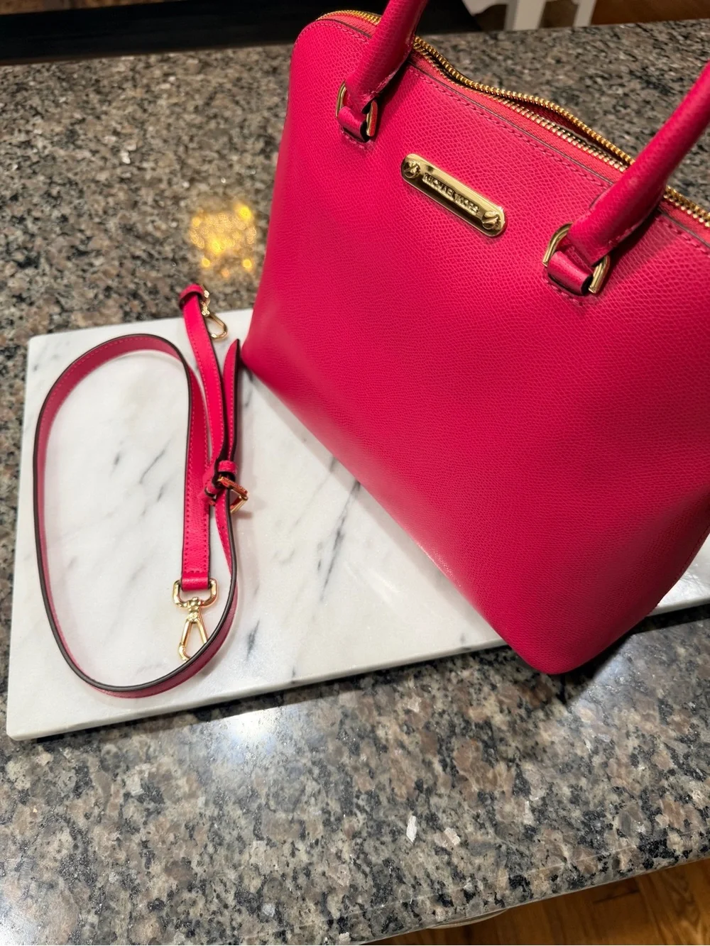 Michael Kors Hot Pink Leather Dome Satchel